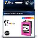 67XL Color High-yield Ink Cartridge Replacement for HP 67XL 67 XL 67XXL Color for DeskJet 2700 2700e 2755e 2755 4155e 4155 Envy Pro 6452 6458 6475; Envy 6055 6055e 6400 6455e Printers (1 Tri-Color)