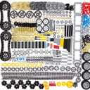 844Pcs Pins-Gears-Axles Set Compatible with mainbrands-Technical-Parts, Latest differentials Chain Link Connector Joints Tank Track Car-Wheels-Tires Shock-Absorber Steering Shaft