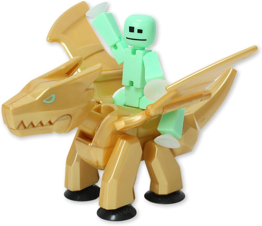 Zing StikBot & Mega Monster Stop-Motion Animation Pack  Exclusive Mint Green StikBot + Gold Scorch Figure, Creative Toy for Kids Age 4+ (Gold, Mint Green)