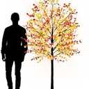 Krissing 8FT Fall Light Up Tree, Artificial Lighted Fall Eucalyptus Tree with 160 Led Lights Fake Large Autumn Tree for Fall Home Indoor Outdoor Thanksgiving Decor