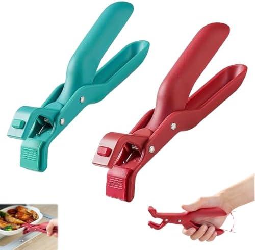 Hot Plate Gripper Tongs,Multi-Angle Hot Plate Gripper, Silicone Non-slip Hot Dish Plate Holder,Anti-Scald Bowl Clip,Microwave Oven Cooking,Kitchen Utensil for Bowls,Pans,Dishes (Mix*2)
