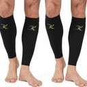 Calf Compression Sleeves for Men and Women - Leg Compression Sleeve - Calf Brace for Running, Cycling, Travel (XX-Large, 2 Pairs Black)