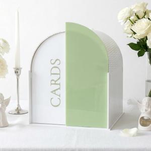OurWarm White Arched Wedding Card Boxes for Reception, Acrylic Card Box with Writable Green Standee & Erasable Pen, Large Cards Box for Wedding Reception Party Birthday Graduation Baby Shower Decor