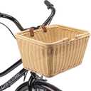 Bike Basket - Durable Front Bicycle Bike Baskets - Handmade Woven Wicker Bike Basket with Adjustable Leather Straps (New Beige)