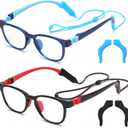 JM Kids Blue Light Glasses, Computer Gaming Grasses for Girls Boys Age 3-10, Anti Blue Ray TR90 Eyeglasses (Black Red & Blue)
