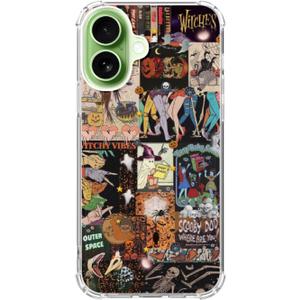 Halloween Spooky Collage Phone Case for iPhone 17, Creepy Halloween Collage Phone Cover, Trendy Design TPU Bumper Cover Case