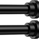 2 Pack Adjustable Tension Curtain Rods 32 to 48 Inches, No Drilling 7/8" Tension Rods for Window, Doorway Closet, Matte Black