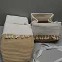 TeoKJ Woven Storage Bin Set of 3, Cotton Rope Basket for Storage, Clothes Boho Basket Bin for Organizing, Fabric Basket for Books, Plants, Pet Treats, White & Jute