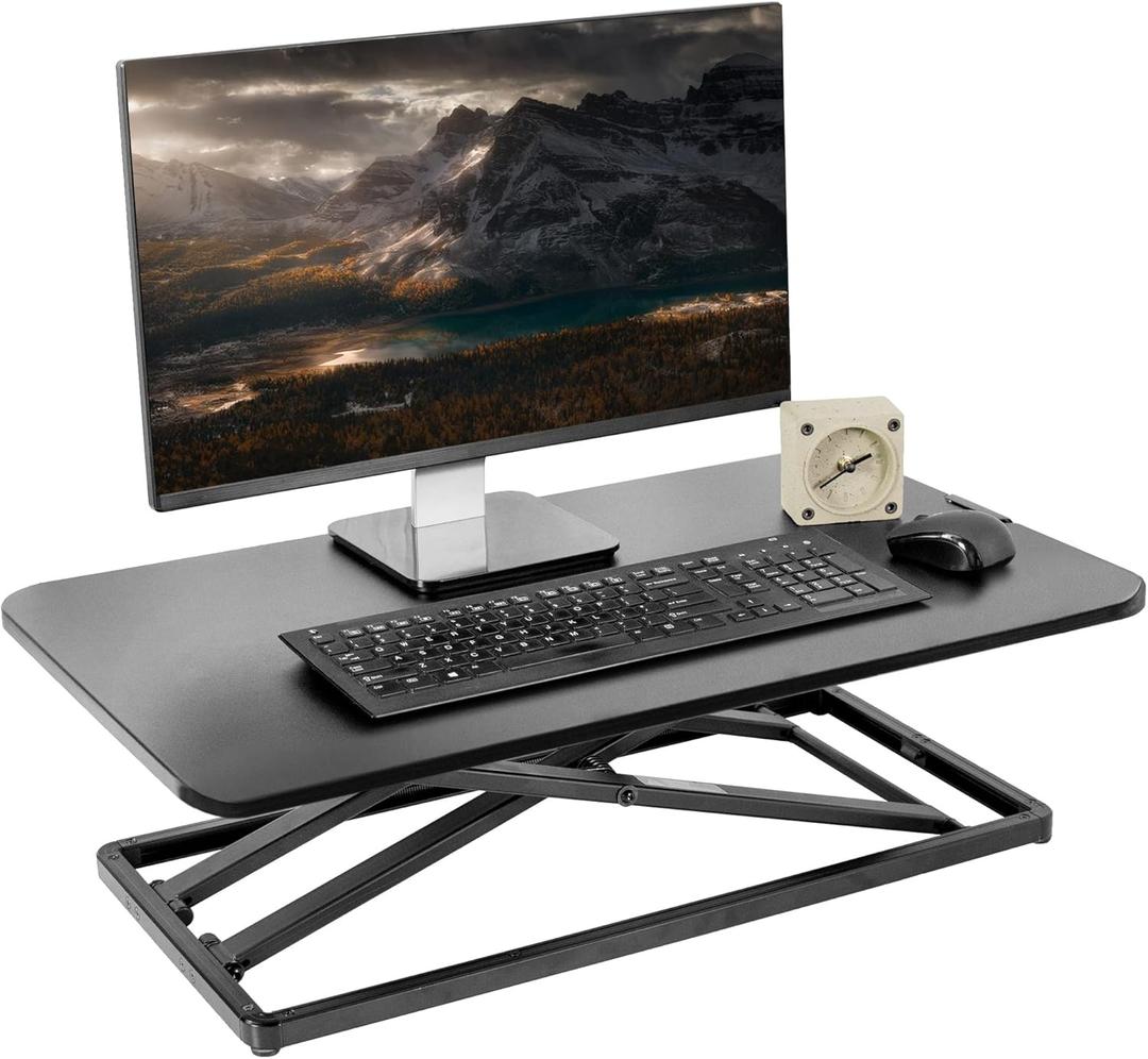 VIVO Economy Single Top Height Adjustable 29 inch Standing Desk Converter, Sit Stand Tabletop Monitor and Laptop Riser Platform Workstation, DESK-V000U (Black)