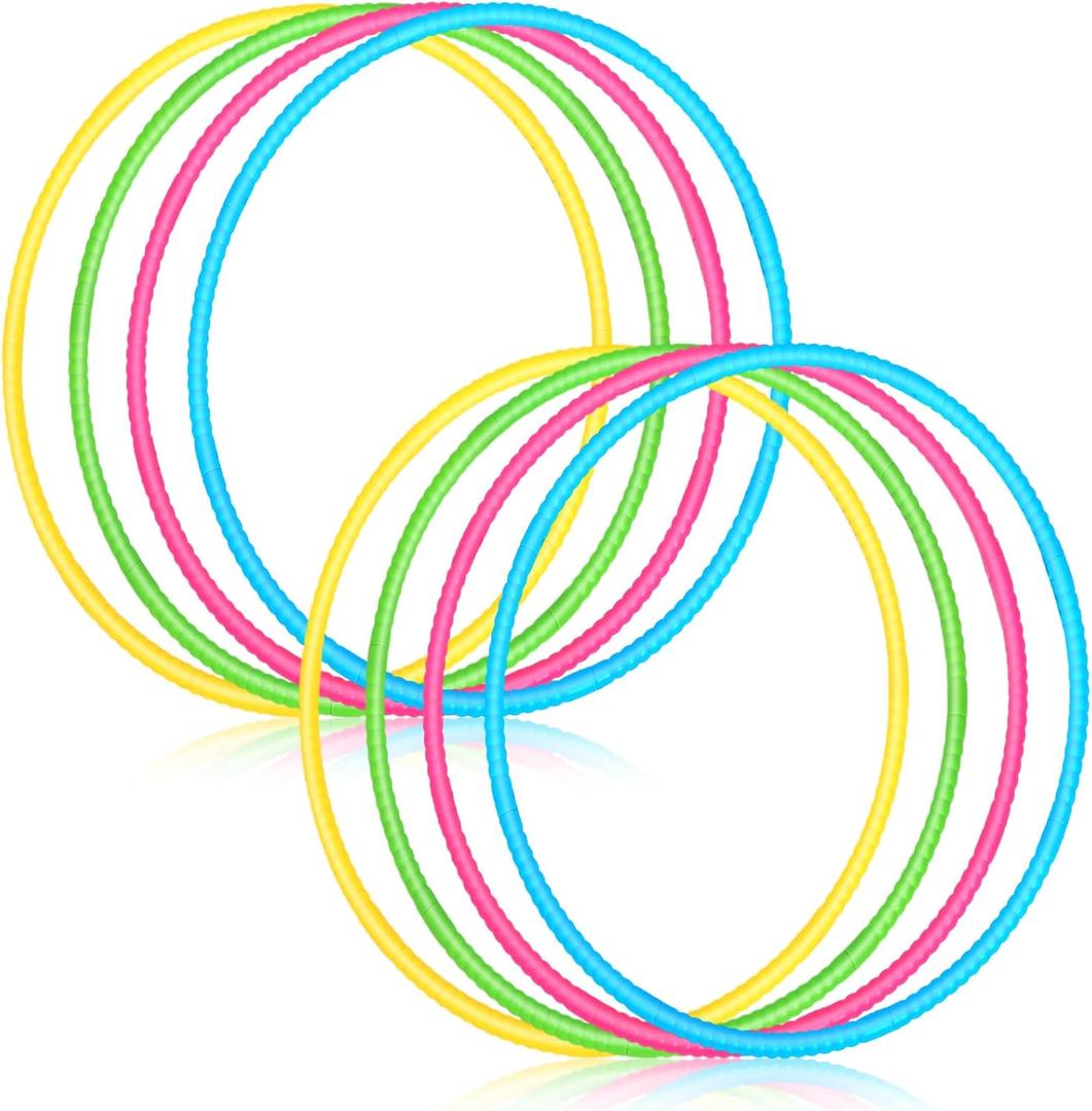 Sratte 8 Pcs Color Hoop Detachable Adjustable Hoop Exercise Ring Plastic Toys for Teens Games Gymnastics Dog Agility Equipment Party Decor, 4 Colors