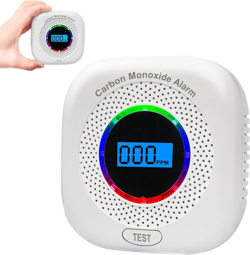 Carbon Monoxide Detectors,Carbon Monoxide Alarm/Monitor Battery Operated with Light&Digital LCD Display, Portable Traval CO Detector Alarm for Home,Bedroom,Office,RV,Warehouse