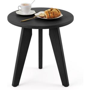 HDPS Outdoor Side Table, Small Round Side Table Weather-Resistant, Outdoor Side Tables for Patio, Porch, Deck, End Table for Plant Stand, Living Room, Bedroom, Black
