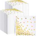 Sepamoon 400 Pack Disposable Cocktail Napkins Folded 5 x 5 Inches Bar Paper Napkins Disposable Party supplies for Wedding Baby Shower Birthday Graduation(Gold Dot)