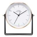 La Crosse Clock 404-3719 Stiles Swivel Tabletop Silent Sweeping Analog Quartz Metal Clock with Mirror