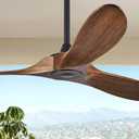 Haipeel 52 Inch Outdoor Ceiling Fan Without Light, 3 Blade Propeller Wood with Remote Control, Rustic Reversible Quiet Outdoor Fan for Patios Farmhouse Sunroom, Damp Rated&ETL Listed, Dark Walnut