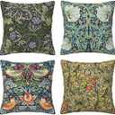 Ansouyi William Morris Throw Pillow Covers 18x18 Inch Set of 4, Vintage Botanical Floral Garden Square Decorative Cushion Covers, Home Pillow Case for Sofa Couch