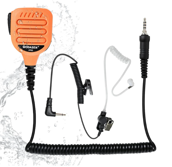 WODASEN 3.5mm 1-Pin Speaker Mic Walkie Talkie Handheld Shoulder Microphone for Yaesu Vertex VX-6 VX-6R VX-7 VX-7R FT-60R FT-65R FT5DR FT-3DR FT-70DR VX-170 EVX-S24 Standard Horizon Radio (128-Orange)
