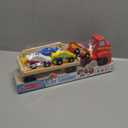 Melissa & Doug Magnetic Car Loader Wooden Toy Set with 4 Cars and 1 Semi-Trailer Truck Crane Wooden Toy, Vehicle Toys for Kids Ages 3+