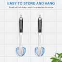 SetSail Dish Brush with Handle, 2 Pack Stiff Bristles Dish Scrubber with Built-in Scraper Dish Scrub Brushes for Cleaning Dishes, Pots and Pans, Kitchen Sink (Black-blue)