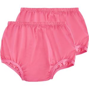 AQX Adult Leakproof Underwear for Incontinence, Washable Low Noise Reusable Adult Diaper Cover, Grey Plastic Pants Cover Unisex 2Pcs (XL, Pink)