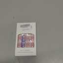 French Tip Press on Nails Medium Acrylic Nails with Flowers Design Square Fake Nails Pink Flower Nails Kit Glossy Artificial Nails Full Cover False Nail Stick on Nails for Women Nail Art Decoration