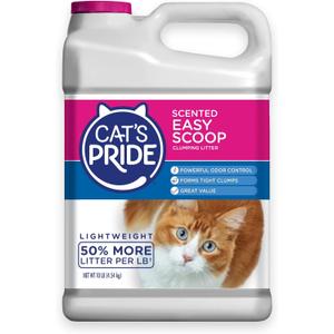 Cat's Pride Lightweight Clumping Litter: Flushable Easy Scoop - Powerful Odor Control - Scented, 10 Pounds