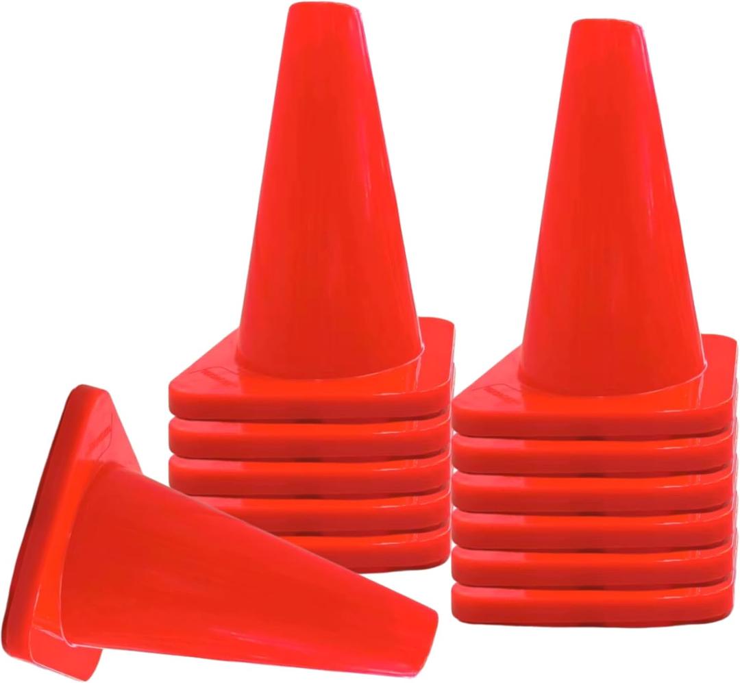 Versatyle 6in Heavy Duty Agility Training Cones for Soccer, Football, Basketball & Sports Drills, Flexible Motorcycle & Traffic Training Cones, Durable, Versatile, High Visibility (Set of 6 Orange)