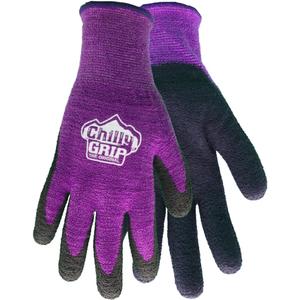 Red Steer Chilly Grip A310-M Women's Chenille Thermal-Lined Foam Rubber Gloves, Purple/Black [PRICE is per PAIR] (Medium)