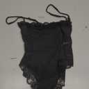 Navneet Women Sexy Lace Bodysuit Lace Trim High Cut Thong Spaghetti Strap Cami Bodysuit Going Out Tank Tops Body Suit, S/M, Black