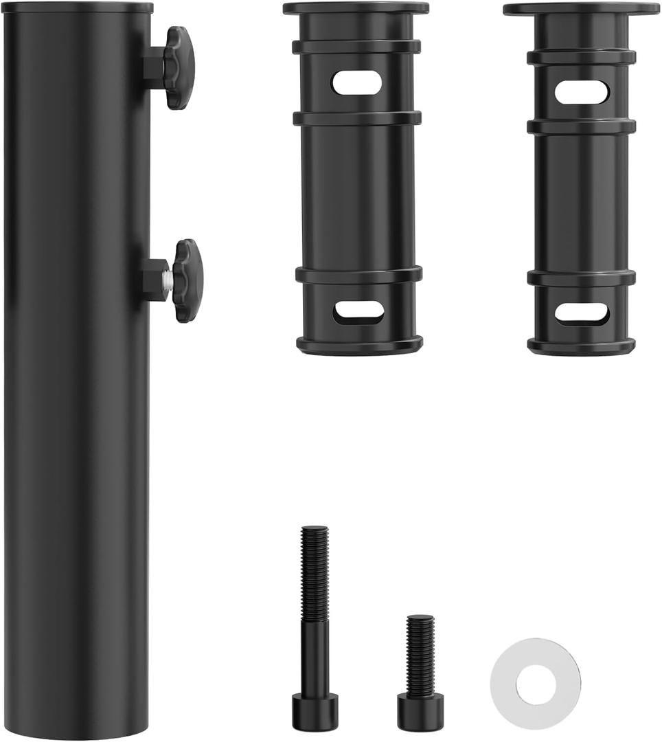 QZER Umbrella Pole Mount Stand Tube, Umbrella Stainless Steel Tube Base Replacement Parts,Heavy Duty Umbrella Base Stake Holder,Umbrella Base Holder Tube Bracket for Garden Backyard Balcony (Black-N)