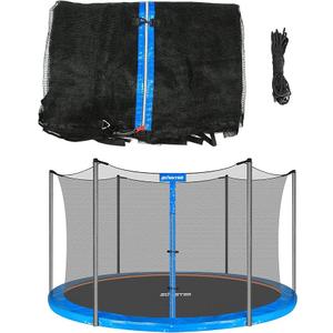 Zoomster Trampoline Enclosure Net with Pole Cap, Replacement Safety Enclosure Net for 6 Straight Poles Round Trampoline, Breathable and Weather-Resistant