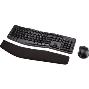 Amazon Basics Ergonomic Wireless Keyboard and Mouse Combo with Wrist Rest, Plug and Play, 2.4 GHz USB, Easy to Use, Black