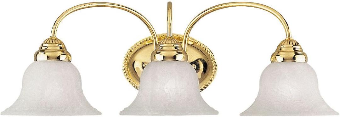 Livex Lighting 1533-02 Edgemont 3 Light Vanity Polished Brass with White Alabaster Glass, 23.5 x 8.75 x 8