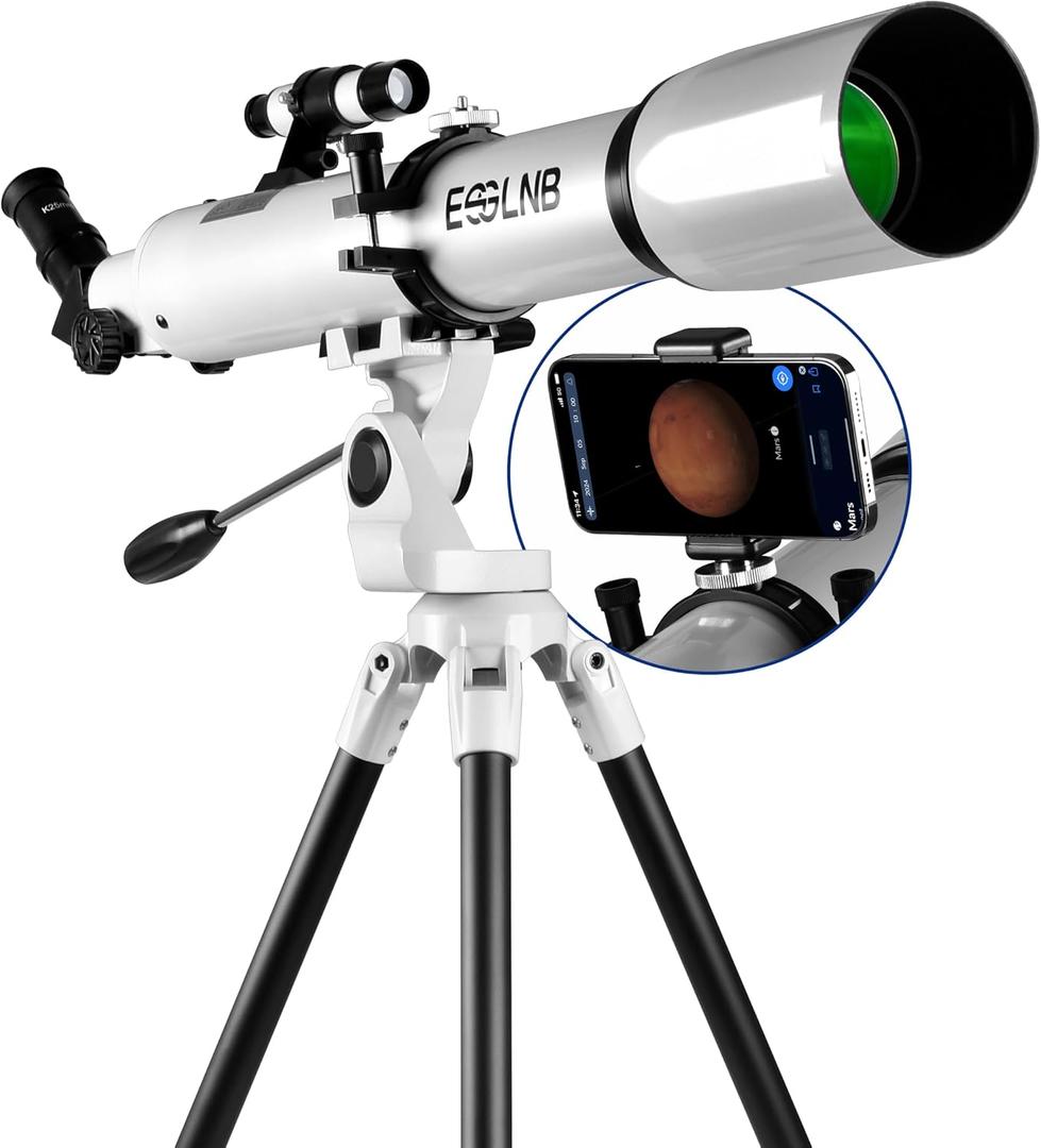 ESSLNB Telescope for Adults Astronomy, 80mm Aperture 700mm Refractor Telescopes for Beginners, Professional High Transmission Travel Telescope with Stargazing APP Phone Adapter