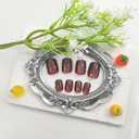4 x Short Press on Nails Square Fake Nails with Cat Eye Designs Brown Nails Press ons Glossy Glue on Nails Fall Acrylic Nails Daily Wear Simple False Nails Artificial Stick on Nails for Women 24Pcs