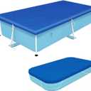 Vanexiss Swimming Pool Cover, Frame Pool Cover with Ropes - Rectangular UV Resistant Polyethylene Rainproof Dust Cover (120'', 80'')