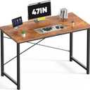 DUMOS 47 Inch Computer Desk for Home Office, Modern Writing Study Table Simple Modern Style for Bedroom Small Space, Large Work Desks with X-Shaped Reinforcement, Wood Brown, 47 Inch-1 Pack