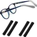 Soft Knitting Cotton Glasses Ear Cushion, Anti-Slip Elastic Comfort Eyeglasses Temple Tips Sleeve,Temple Sleeves (2 Pairs Black)
