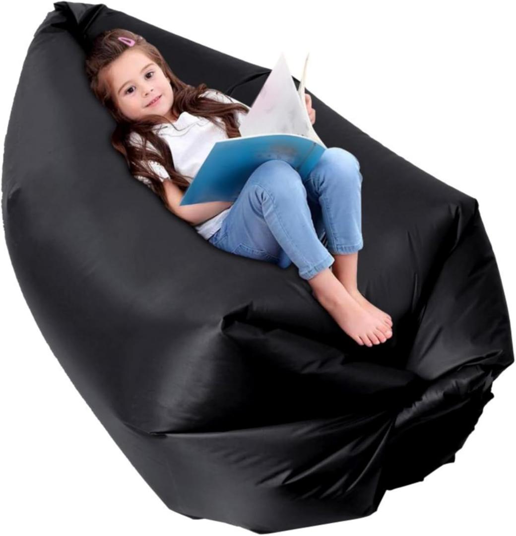 King Mills Inflatable Couch, Anti Leakage Inflatable Couch for Camping, Ideal as Portable Air Couch, Inflatable Chair for Kids, Inflatable Beach Chair for Kids and Teens, Black