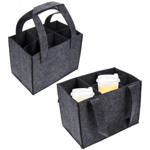 2 Pcs Portable Drink Carrier 6 Cup Holder for Car Boats Reusable Insulated Cup Carriers with Handle Cardboard Bottom, Foldable Tote Bag for Hot and Cold Drinks Transporting Coffee Beverage