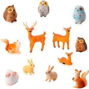 Skylety 12 Pcs Miniature Fairy House Garden Animals Fairy House Figurines Kit Mini Forest Animals Figures Tiny Resin Garden Accessories for Kids Craft Modeling Decor Micro Landscape