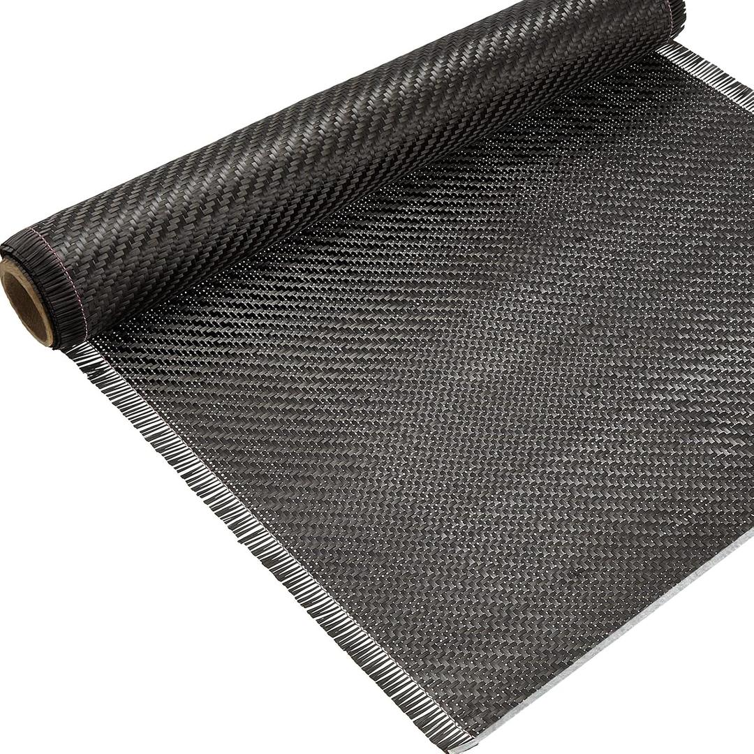 Tudomro 10ft x 12" Carbon Fiber Fabric Black Carbon Fiber Sheet Pure Cloth 2 x 2 Twill Weave-3k/220g for Cars Structural Reinforcement on Concrete Wall Basement Boat Repair(1 Roll)