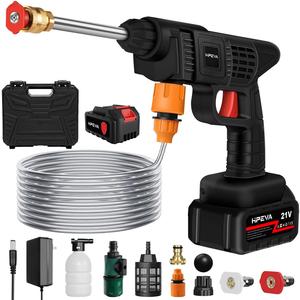 Cordless Portable Power Washer - 452PSI Battery Powered Pressure Washer,1.3GPM Handheld Pressure Washer Gun with Nozzles,Rechargeable High-Pressure Car Washer Gun for Car Washing/Home/Floor