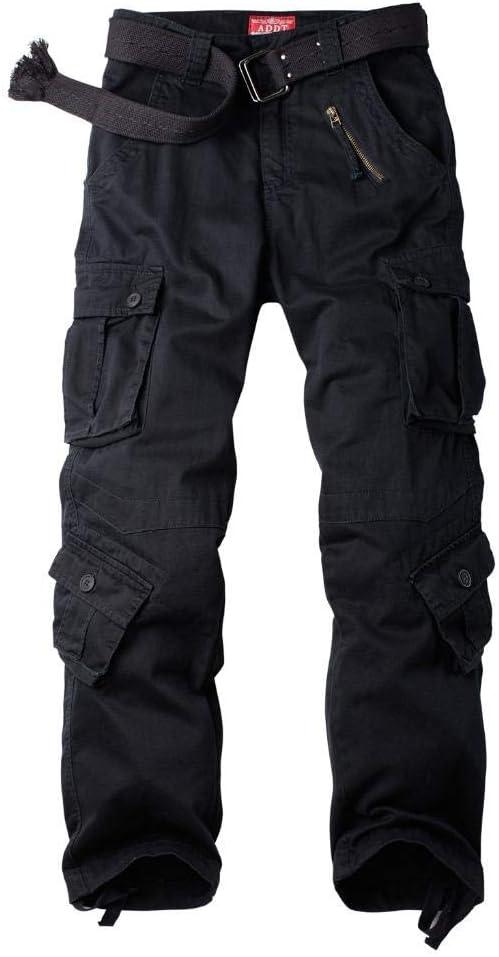 AKARMY Womens Cargo Pants with Pockets Outdoor Casual Ripstop Camo Military Combat Construction Work Pants (10, Black-1)