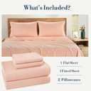 Casa Platino 100% Cotton Twin XL Size Sheets Set 4 Piece Crisp Percale Twin XL Size Cooling Sheets, Lightweight for Summer, with 15" Deep Pocket Fitted Sheet, Comfortable & Airy Sleep Veiled Rose