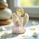 Kneeling Praying Angel Figurine with Flowers, 5.12 Inch