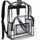 Amazon Basics Transparent School Backpack, With Water-Resistant PVC Plastic Material and Ruggedly Reinforced Shoulder Straps, Clear