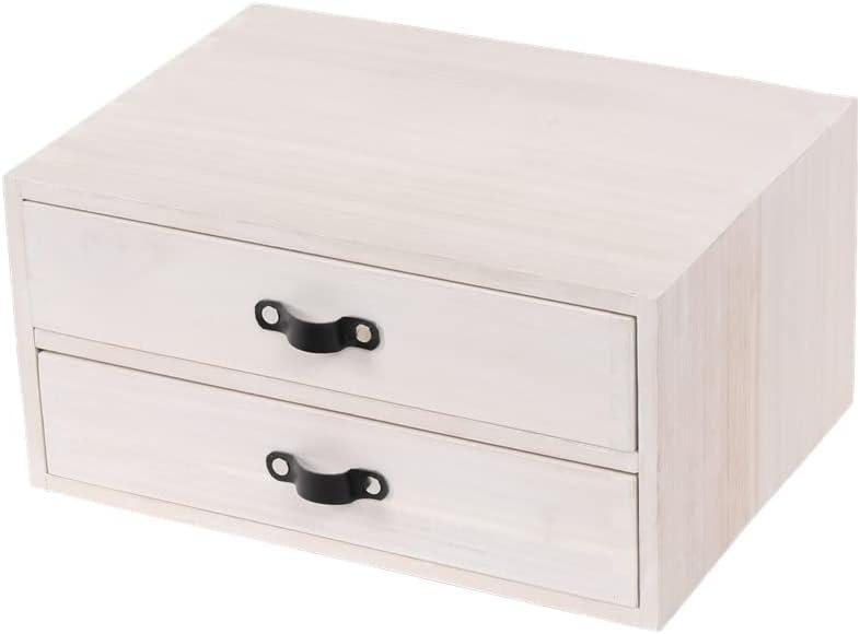 DDYURI Desk Organizer Drawers for Office Supplies Kitchen Storage - Wood Makeup Organizer Box/Countertop Drawers Chest for Dresser Wooden Cabinet Printer Stand Machine Shelf White (FAX2C-WH