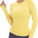 MathCat Workout Seamless Shirts for Women Long-Sleeved Yoga Running Breathable Thumb Holes Tops (Yellow, M)
