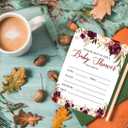 Andaz Press Fall Autumn Burgundy Maroon Floral Flowers Party, 5x7-inch Fill in The Blank Baby Shower Invitations with Envelopes, 24-Pack, Double Sided Printing, Includes Cards & Envelopes
